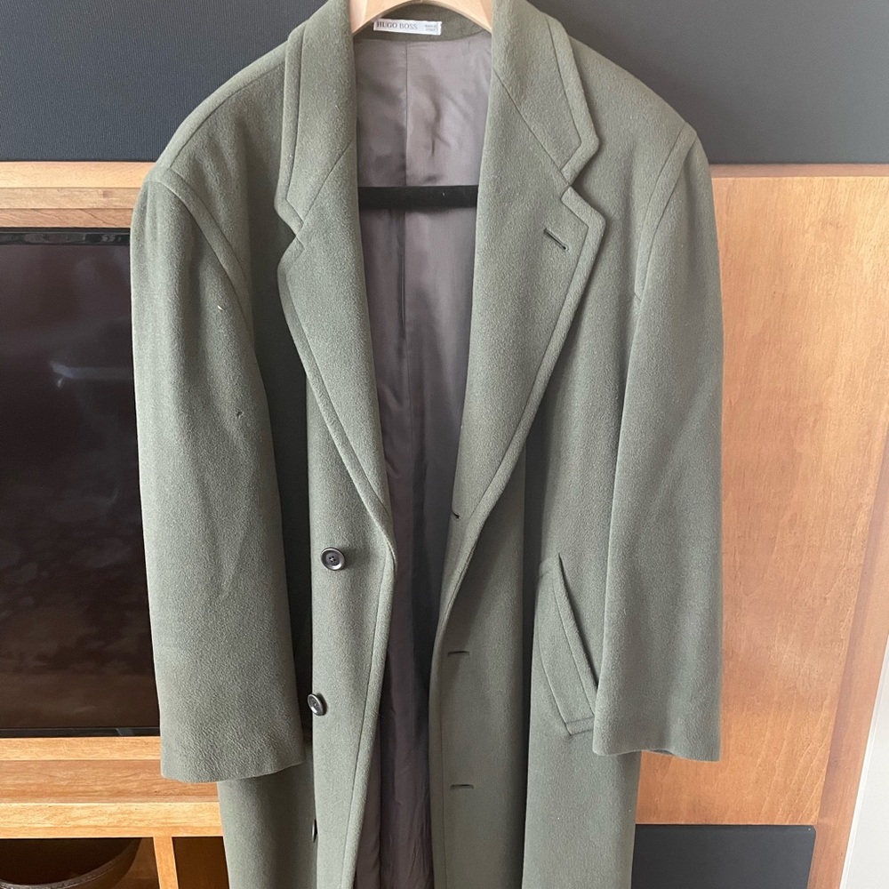 Olive Green Hugo Boss Wool Coat